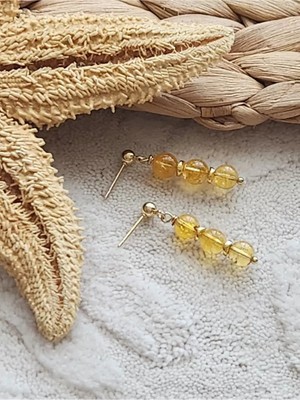 Home Sitrin Taşı Çelik Top Küpe