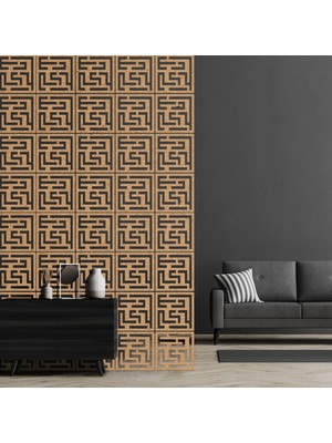 Makta ® Perde Paravan | Lazer Kesim Ahşap Sarkıt Seperatör, 4'lü Panel Levha Seti