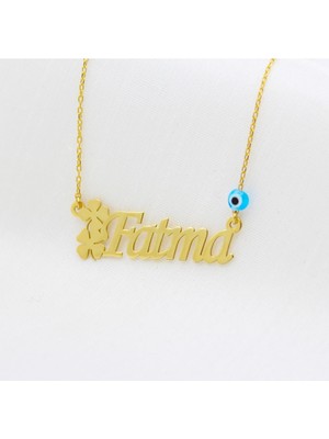 PremiumPort Şık Sarı Gümüş Iki Yonca Tasarımlı Kadın Kolye