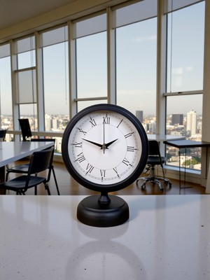 ForWhat Büro Ev Ofis Hediyesi Için 20X25CM Siyah Metal Roma Rakam Masa Saati
