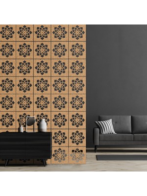 Makta ® Perde Paravan | Lazer Kesim Ahşap Sarkıt Seperatör, 4'lü Panel Levha Seti