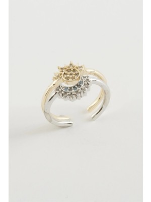 LTG Nova Güneş Hilal Zirkon Taşlı Yüzük 2 Adet