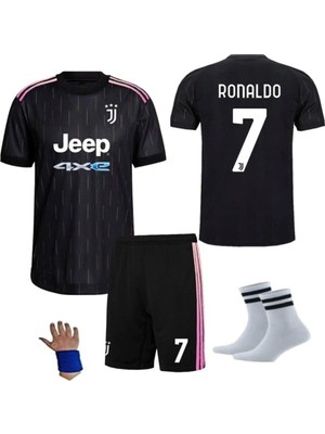 Sidas Ronaldo Çocuk Futbol Forma Takımı Juventus Siyah Deplasman 21/22 Sezon Retro Forma Takımı