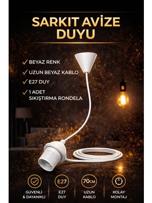 Lumixa Enerji Kablolu Sarkıt Avize E27 Duy Tesisatı Askı Takımı 1 Adet