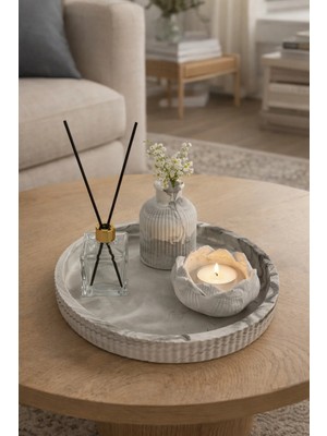 Sisay Home Gri Mermer Desen Mumluk Oda Kokusu ve Vazo Sehpa Dekor Seti – Modern Ev Dekoru