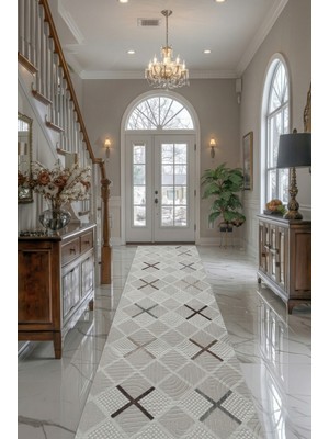 Cos.kim Kaymaz Tabanlı Yolluk Kesme Halı Salon Koridor Mutfak Yatak Odası Halısı CSKM3006 Bej