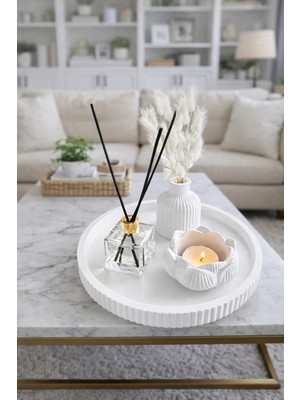 Sisay Home Premium Dekoratif Tepsi Seti | Tealight Mumluk – Oda Kokusu – Vazo | Salon Orta Sehpa Dekoru