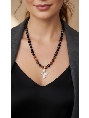 Urban Bold Yonca Doğal Taş Kristal Kolye