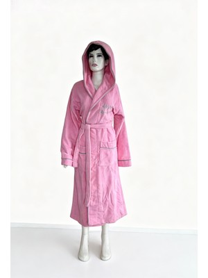 Triga Ara Biyeli Nakışlı Hediyelik Kadın Bornozu %100 Bambu Su Emici