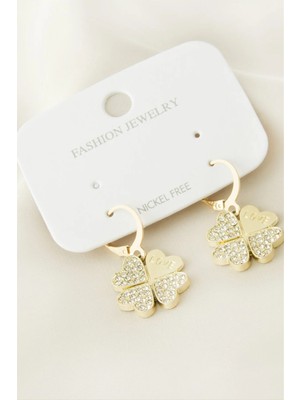 LTG Nova Yonca Taşlı Metal Küpe