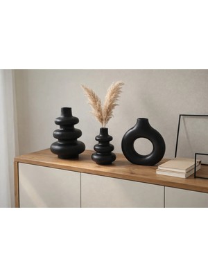 Sisay Home Siyah Dekoratif Vazo Seti