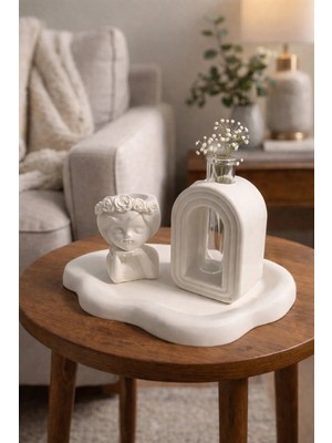 Sisay Home Modern Dekoratif Biblo & Cam Tüplü Vazo Seti – Minimal Masa Üstü Salon Dekoru