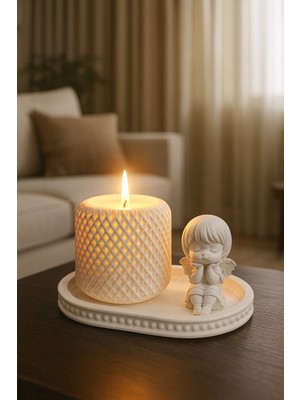 Sisay Home Melek Figürlü Aromaterapi Mumluk – Dekoratif Taş Tozu Set