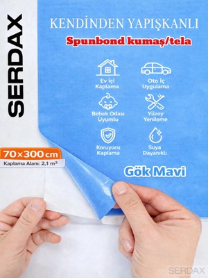 Serdax Extra Yapışkanlı Spunbond Kumaş/tela Kaplama Gökmavi 70CM x 300CM