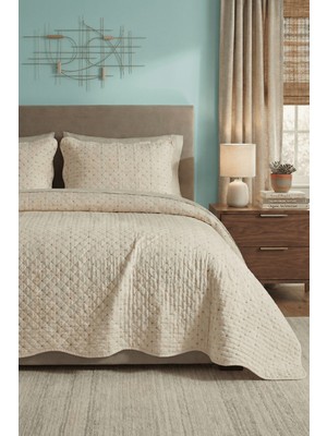 Anılsan Crelune Çift Kişilik Yatak Örtüsü Takımı - Ekru