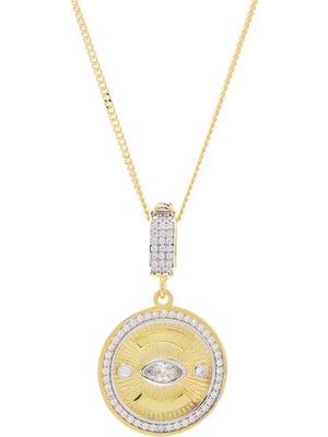 PremiumPort Zirkon Taşlı Gold Rengi 925 Ayar Gümüş Kadın Kolye