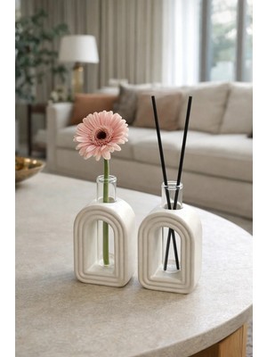 Sisay Home Modern Kemer Tasarım Ikili Oda Kokusu Şişesi & Mini Vazo – Salon Dekoru