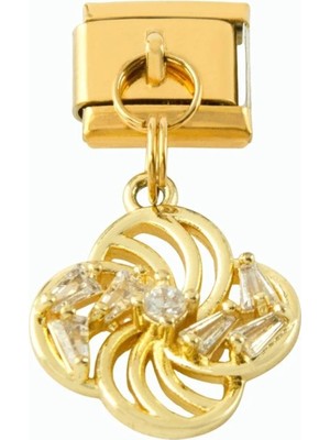 LTG Nova Çiçek Zirkon Taşlı Sallatılı Çelik Charm