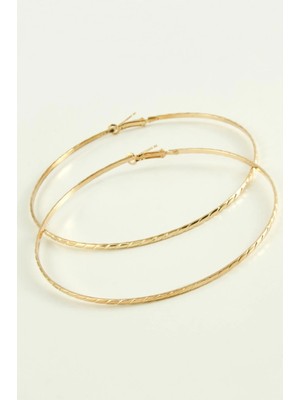 LTG Nova Çizgili Metal Halka Küpe 8-9-10 cm