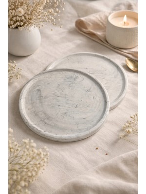 Sisay Home Mermer Desen Dekoratif Tepsi 25 cm | Modern & Bohem Ev Dek