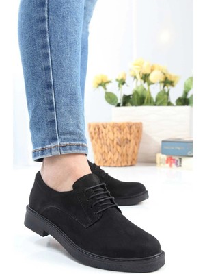 No 35 Moda Günlük Rahat ve Şık Kalın Tabanlı Kadın Bağcıklı Loafer Ayakkabı