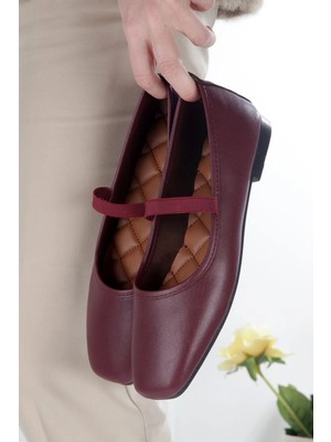 No 35 Moda Beyaz Kare Burunlu Balerin Kadın Babet