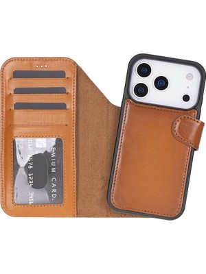 Apple iPhone 17 Pro Max Için, Hakiki Deri, El Yapımı Cüzdanlı Kılıf, Magsafe ile Uyumlu, Iç