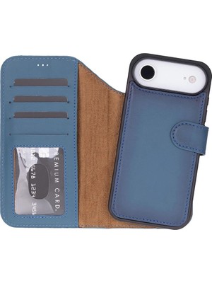 Apple iPhone 17 Air Için, Hakiki Deri, El Yapımı Cüzdanlı Kılıf, Magsafe ile Uyumlu, Iç Yü