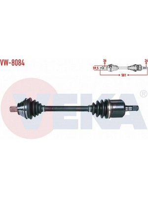 Otoco Volkswagen Golf V (1k1) 1.6i A-T 6 Ilerı Uzunluk 581MM 2003-2009 Komple Aks Sol Ön 1K0407451RX