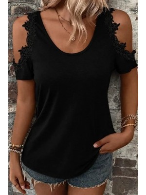 Uslucan Alışveriş Kadın Omuzlardan Açık Yuvarlak Yakalı Viskon Bluz