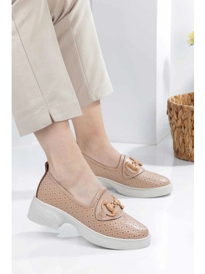 No 35 Moda Toka Detaylı Delikli Kadın Loafer Ayakkabı
