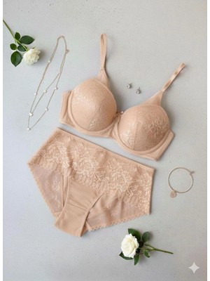 Doren Lüks Dantel Işlemeli Boş Kap Toparlayıcı Sütyen Seti - C Cup Özel Seri
