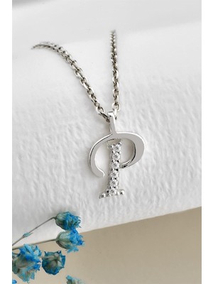 PremiumPort 925 Ayar Gümüş Zirkon Taşlı Harf Kolye, Şık ve Zarif Tasarım