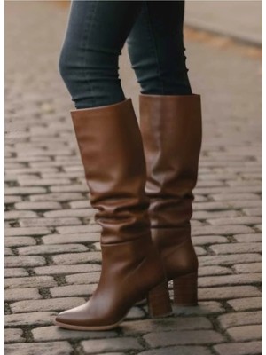 No 35 Moda Diz Altı Fermuarsız Taba Çizme