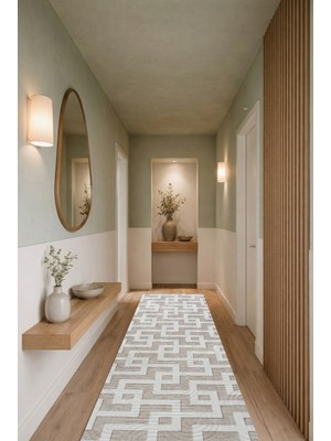 Cos.kim Kaymaz Tabanlı Yolluk Kesme Halı Salon Koridor Mutfak Yatak Odası Halısı CSKM3007 Bej