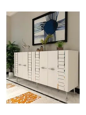 Vivense Imrect Konsol, Beyaz Gümüş