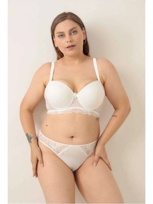 Pink Cadillac Beyaz Battal Beden Sütyen Takımı