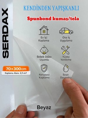 Serdax Extra Yapışkanlı Spunbond Kumaş/tela Kaplama Beyaz 70CM x 300CM