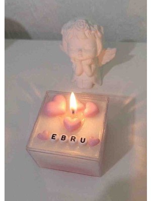 Floryn Kişiye Özel Kalpli Mum – Isim Yazılı Şeffaf Kutu Mum