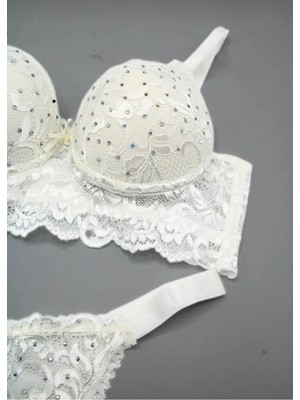 Pink Cadillac Serpme Taş Detaylı Sütyen Takımı