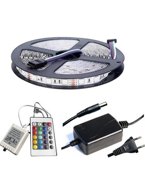 TeknoKapsül Winboss 5mt Rgb Şerit LED Slikonlu Adaptör Uzaktan Kumanda Tak Çalıştır
