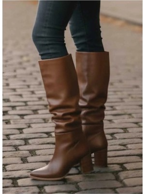 No 35 Moda Diz Altı Fermuarsız Taba Çizme
