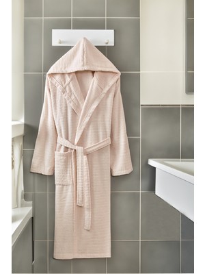 Erkek Kapşonlu Jagarlı Bornoz %100 Pamuk Su Emici Hızlı Kuruma