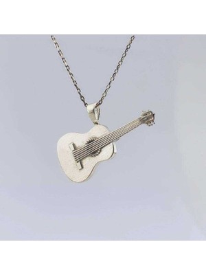 PremiumPort 3D Gümüş Klasik Gitar Kolye, Müzik ve Enstrüman Tasarımı