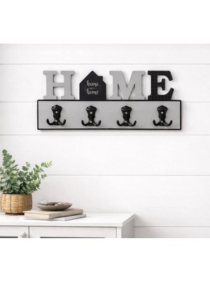 Aşkana Vintage Duvar Askılığı 45X20 Cm,mdf Gövde Sert Plastik 8 Kancalı Askı,çok Amaçlı Montajlı Askı