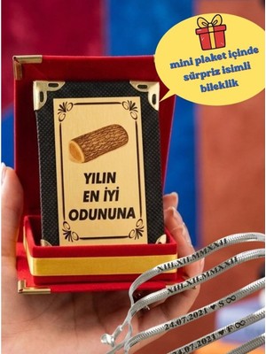 Pigna Aksesuar Gümüş Kaplama Kişiye Özel Isimli Çelik Bileklik (Yılın En Iyi Odunu Plaketi)