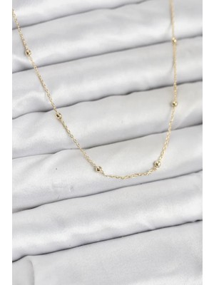 Vice Avm cm 14K Gold Renk Minik Top Zincirli Kadın Kolye - TJ-BKO10920103532 Tg-V