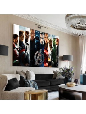 Harikabirev|marvel Kahramanlari Tablo 5 |tekli Çerçevesiz Yatay Kanvas Tablo
