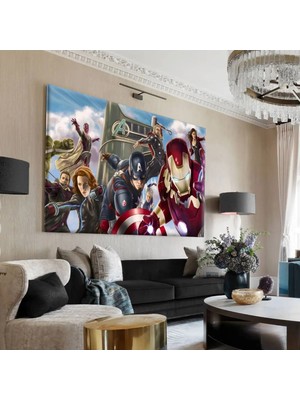 Harikabirev|marvel Kahramanlari Tablo 4 |tekli Çerçevesiz Yatay Kanvas Tablo