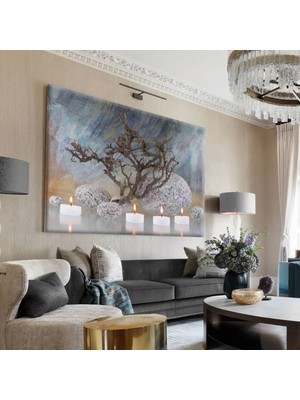 Harikabirev Hari?kabi?rev|beyaz-Gold-Mavi? Mum Tablosu 3 |tekli? Çerçevesi?z Yatay Kanvas Tablo